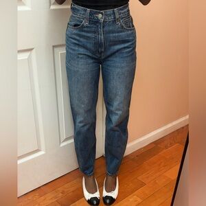 Aritzia High-Rise Straight Leg Jeans in Medium Blue Wash